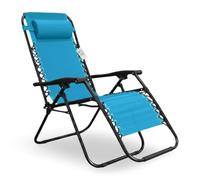 Sicignano Chaise longue pliante réglable de jardin en acier peint et textile avec appuie-tête 65 x 63 x 110 h cm (1, Turquoise)
