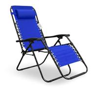 Sicignano Chaise longue pliante réglable de jardin en acier peint et textile avec appuie-tête 65 x 63 x 110 h cm (5, bleu)