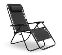 Sicignano Chaise longue pliante réglable de jardin en acier peint et textile avec appuie-tête 65 x 63 x 110 h cm (3, anthracite)