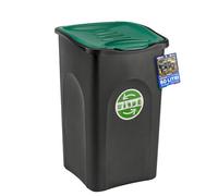 Sicignano Ecogreen Poubelle de tri sélectif avec couvercle coloré 50 l pour intérieur et extérieur Vert 37 x 37 x 56 h cm