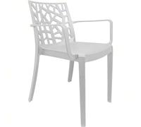 Sicignano | Fauteuil blanc Matrix 58 x 55 x 82 cm, plastique - empilable, résistant aux UV, facile à nettoyer, antidérapant, mobilier intérieur extérieur bar pub jardin terrasse, fabriqué en Italie