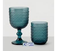 Sicignano Gioia Lot de 18 verres et verres en verre coloré en pâtes bleues