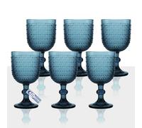 Sicignano Gioia Lot de 6 verres en verre coloré en pâte, 350 ml, bleu clair