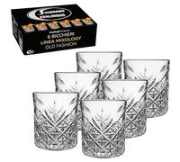Sicignano Lot de 6 verres en verre 33 esign géométrique à relief | Idéal pour Gin & Tonic, Cocktail et eau | Verre résistant, brillance cristalline, passe au lave-vaisselle