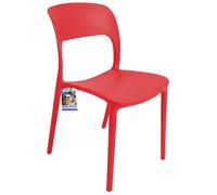 Sicignano Noemi Lot de 6 chaises en polypropylène sans accoudoirs pour jardin, extérieur et intérieur, légères, imperméables et faciles à nettoyer (rouge)