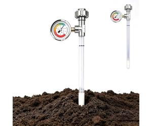 SICWEDIM Tensiomètre de sol, capteur de surveillance de l'humidité du sol, tube en céramique et corps de jauge en métal, pour zones de plantation, champs agricoles, maison, jardin, surveillance de