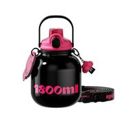 Sidagar Gourde Isotherme 1,9L avec Paille et Poignée, Bouteille d’Eau Inox avec Bandoulière, Grande Capacité, Anti Fuite, Idéale Sport, Bureau et Déplacements,Noir