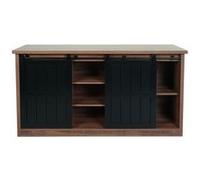 Sideboard HWC-K75, Highboard étagère armoire, porte coulissante 7 compartiments, aspect bois métal industriel 84x150x40cm brun