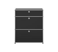 Sideboard USM Haller largeur 1 casier 2 portes abattantes tiroir sans serrure noir graphite 78x91.5x38 cm