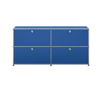 Sideboard USM Haller largeur 2 casiers 4 portes abattantes sans serrure bleu gentiane 153x74x38 cm
