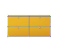 Sideboard USM Haller largeur 2 casiers 4 portes abattantes sans serrure jaune d’or 153x74x38 cm