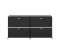 Sideboard USM Haller largeur 2 casiers 4 portes abattantes sans serrure noir graphite 153x74x38 cm