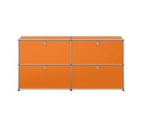 Sideboard USM Haller largeur 2 casiers 4 portes abattantes sans serrure orange vif 153x74x38 cm