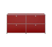 Sideboard USM Haller largeur 2 casiers 4 portes abattantes sans serrure rouge rubis 153x74x38 cm