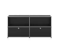 Sideboard USM Haller largeur 2 casiers portes abattantes en bas avec serrure noir graphite 153x74x38 cm