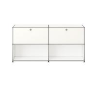 Sideboard USM Haller largeur 2 casiers portes abattantes en haut sans serrure blanc pur 153x74x38 cm