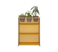 Sideboard USM Haller M56 largeur 1 casier ouvert 3 pots de fleurs basalte fond et côtés perforés j 77.3x99x37.5 cm