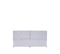 Sideboard USM largeur 2 casiers 4 portes abattantes sans serrure argent mat 153x74x38 cm