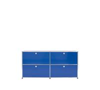 Sideboard USM largeur 2 casiers 4 portes abattantes sans serrure bleu gentiane 153x74x38 cm
