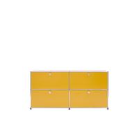Sideboard USM largeur 2 casiers 4 portes abattantes sans serrure jaune d'or 153x74x38 cm