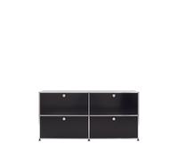 Sideboard USM largeur 2 casiers 4 portes abattantes sans serrure noir graphite 153x74x38 cm