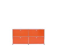 Sideboard USM largeur 2 casiers 4 portes abattantes sans serrure orange pur 153x74x38 cm