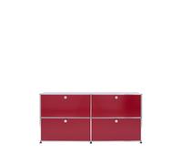 Sideboard USM largeur 2 casiers 4 portes abattantes sans serrure rouge rubis 153x74x38 cm