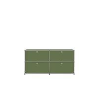 Sideboard USM largeur 2 casiers 4 portes abattantes sans serrure vert olive 153x74x38 cm
