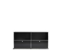 Sideboard USM largeur 2 casiers portes abattantes en bas avec serrure noir graphite 153x74x38 cm