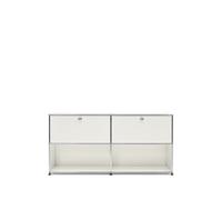 Sideboard USM largeur 2 casiers portes abattantes en haut sans serrure blanc pur 153x74x38 cm