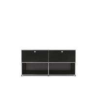 Sideboard USM largeur 2 casiers portes abattantes en haut sans serrure noir graphite 153x74x38 cm