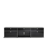 Sideboard USM largeur 3 casiers 2 portes abattantes tiroirs 1 espace ouvert avec tablette 228x56.5x38 cm