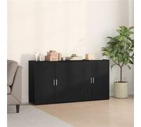Vidaxl Sideboards 2 Pcs Noir Chêne 79x38x80 Cm Bois D'ingénierie