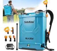 SideKing Pulvérisateur Électrique à Dos 16L, Pulvérisateur de Jardin Pression Réglable Jusqu’à 8,3 Bars, 2 Lances, Dossier Ergonomique, 5 Buses, Pulvérisateur Toiture Nettoyage Anti-Mousse & Façade
