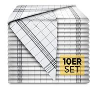 Sidorenko Loco Bird Torchon Cuisine Coton Lot de 10 - Torchon Vaisselle Absorbant 70x50 cm Gris Blanc - Serviette Cuisine 100% Coton Lavable en Machine - Séchage Rapide sans Trace