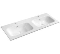 SIDRA lavabo double en fonte de marbre, 121x46cm, blanc
