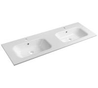 SIDRA lavabo double en fonte de marbre, 141x46cm, blanc