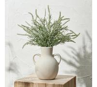 SIDUCAL Vase à Fleurs Rustique en céramique Style Farmhouse avec 2 anses, Vase en Terre Cuite, poterie décorative pour décoration intérieure, Table, Mariage, Salon, étagère, 18,5 cm, Blanc