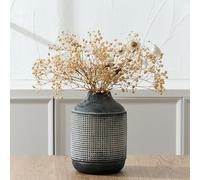 SIDUCAL Vase Rustique en céramique avec Finition émaillée Sable pour décoration d'intérieur, Table, Salon, étagère, cheminée, 18 cm, Noir