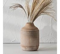 SIDUCAL Vase Rustique en céramique avec Finition émaillée Sable, Vase à Fleurs décoratif en poterie pour décoration d'intérieur, Table, Salon, étagère, cheminée, 17,8 cm, Beige