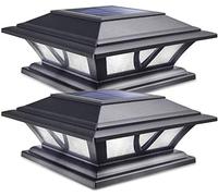 Siedinlar Lampe Exterieur Lumières Solaires de Chapeau de Poteau 2 Modes Lampe LED pour Jardin Terrasse Clôture 4x4 5x5 6x6 pouce Poteau en bois Lot de 2