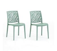 SIEDITI FUORI E DENTRO 2 Chaises Vertes en résine renforcée | Chaises Dafne empilables pour la cuisine, le jardin ou le restaurant. Faciles à nettoyer.