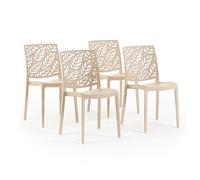 SIEDITI FUORI E DENTRO 4 Chaises crème en résine renforcée | Chaises Dafne empilables pour la cuisine, le jardin ou le restaurant. Faciles à nettoyer.