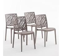 SIEDITI FUORI E DENTRO 4 Chaises Gris Tourterelle en résine renforcée | Chaises Dafne empilables pour la cuisine, le jardin ou le restaurant. Faciles à nettoyer.