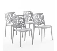 SIEDITI FUORI E DENTRO 4 Chaises Grises en résine renforcée | Chaises Dafne empilables pour la cuisine, le jardin ou le restaurant. Faciles à nettoyer.