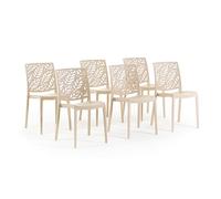 SIEDITI FUORI E DENTRO 6 Chaises crème en résine renforcée | Chaises Dafne empilables pour la cuisine, le jardin ou le restaurant. Faciles à nettoyer.