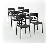 SIEDITI FUORI E DENTRO 6 chaises noires en polypropylène pour intérieur et extérieur
