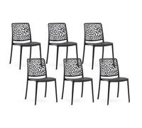 SIEDITI FUORI E DENTRO Chaises de Jardin en polypropylène avec Fibre de Verre, chaises empilables pour extérieur ou intérieur, Design Moderne et Naturel - Sole (6 chaises, Noir Anthracite)
