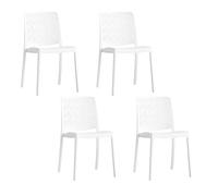 SIEDITI FUORI E DENTRO Chaises de Jardin en polypropylène avec Fibre de Verre, chaises empilables pour extérieur ou intérieur, Design Moderne et ajouré - Yara (4 chaises, Blanc)