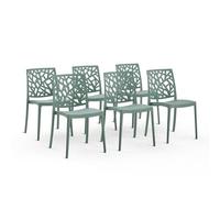SIEDITI FUORI E DENTRO Chaises de Jardin en polypropylène avec Fibre de Verre, chaises empilables pour extérieur ou intérieur, Design Moderne et Naturel - Trixy (6 chaises, Vert Sauge)
